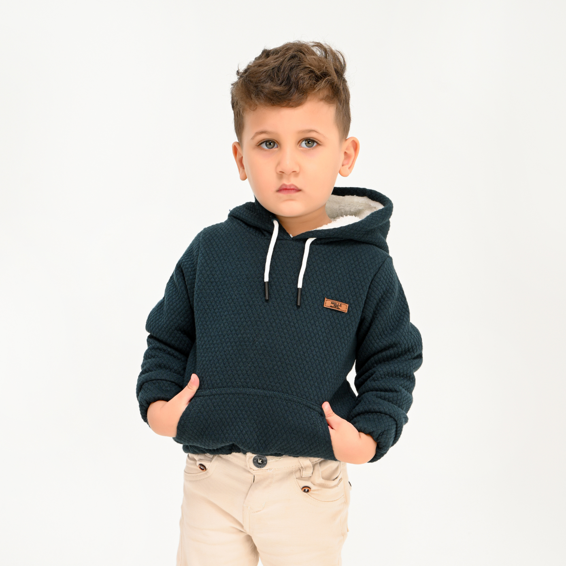 Fully fur lined capecho zip-up sweatshirt