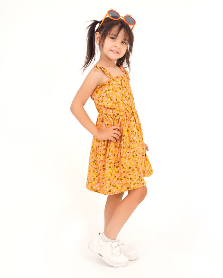 Girls' orange floral dress
