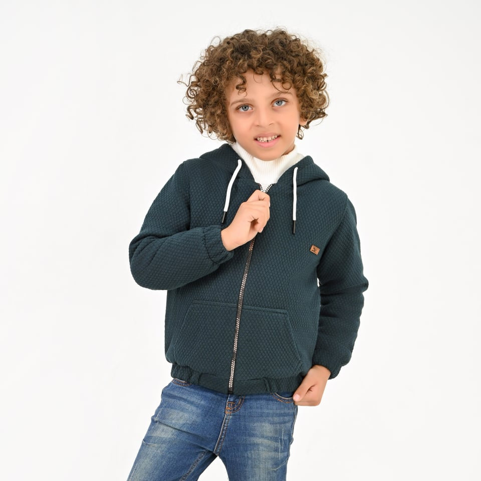 Fully fur lined capecho zip-up sweatshirt