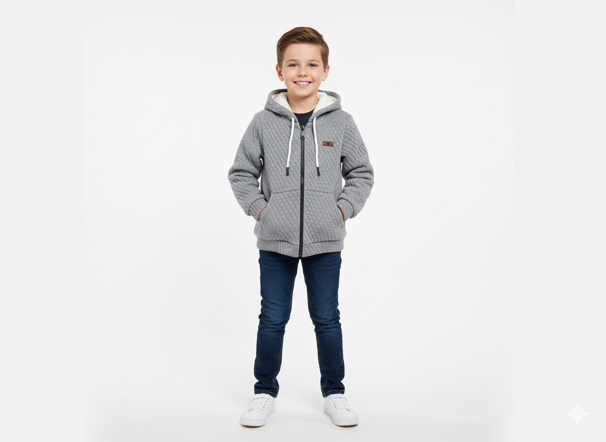 Fully fur lined capecho zip-up sweatshirt